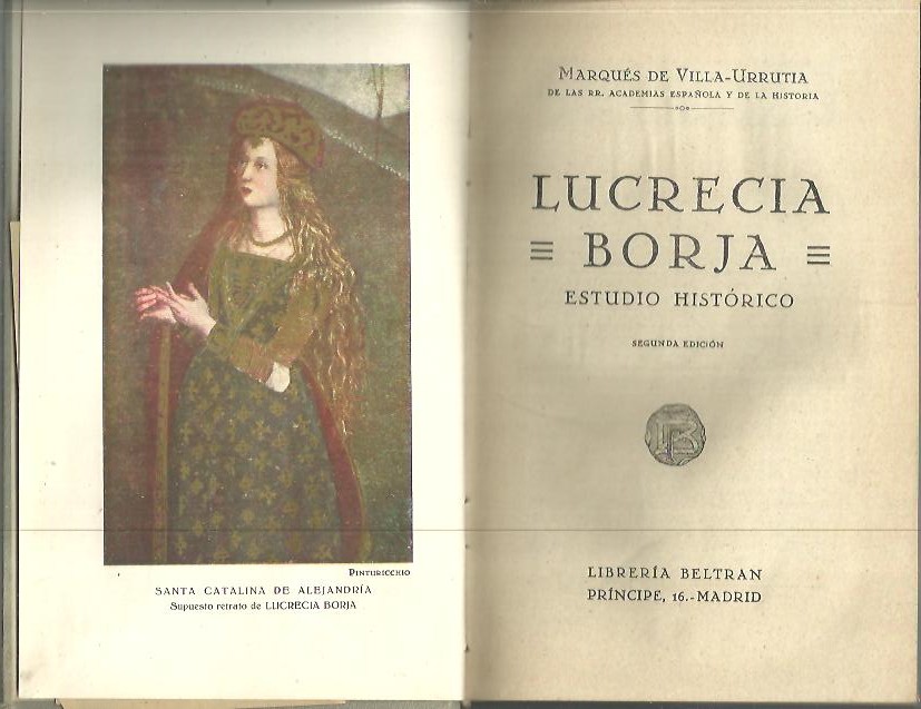 LUCRECIA BORGIA. ESTUDIO HISTORICO. MADAME DE STAEL.