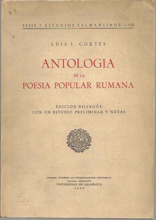 ANTOLOGIA DE LA POESIA POPULAR RUMANA.