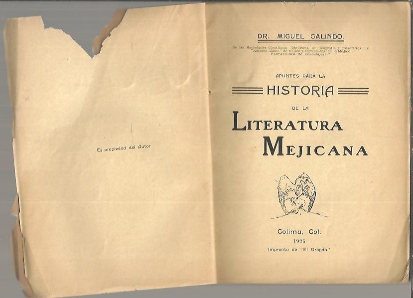 APUNTES PARA LA HISTORIA DE LA LITERATURA MEXICANA.