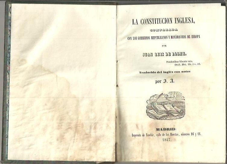 LA CONSTITUCION INGLESA COMPARADA CON LOS GOBIERNOS REPUBLICANOS Y MONARQUICOS DE EUROPA.