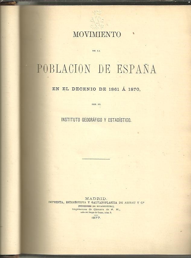 MOVIMIENTO DE LA POBLACION DE ESPAÑA EN EL DECENIO DE 1861 A 1870.
