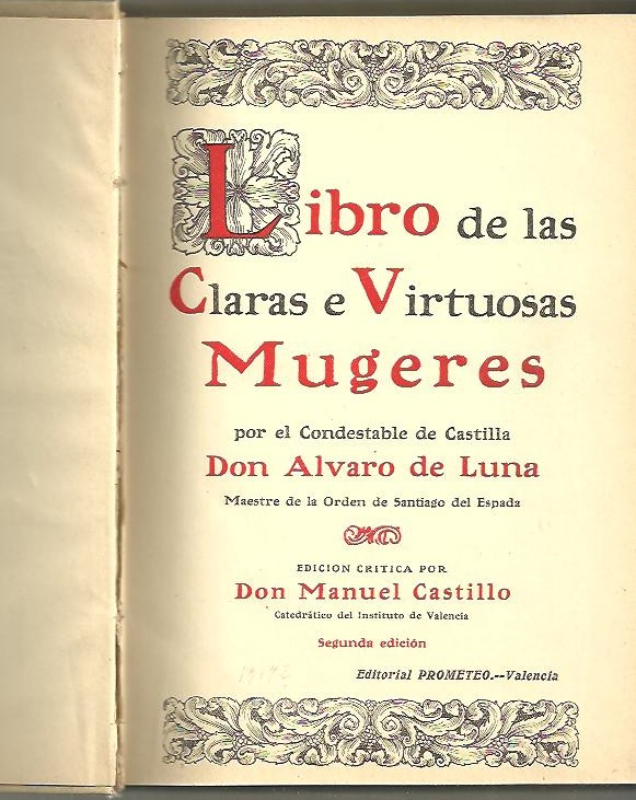 LIBRO DE LAS CLARAS E VIRTUOSAS MUGERES.