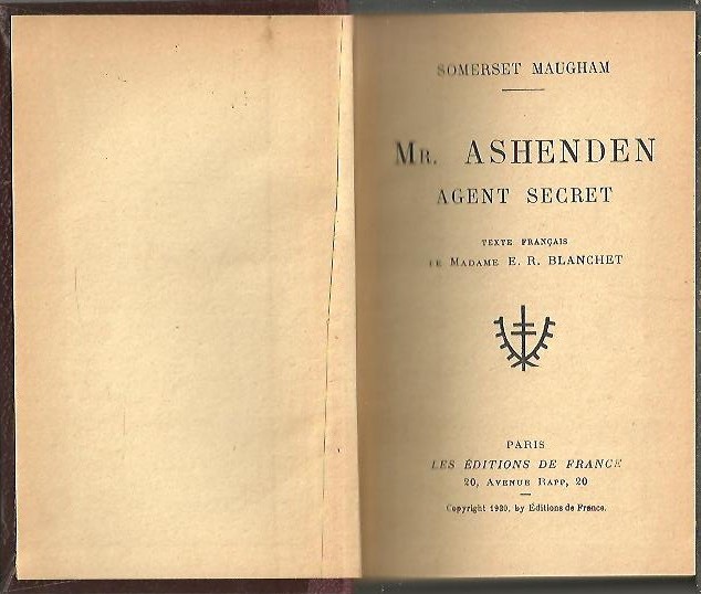 MR. ASHENDEN AGENT SECRET.
