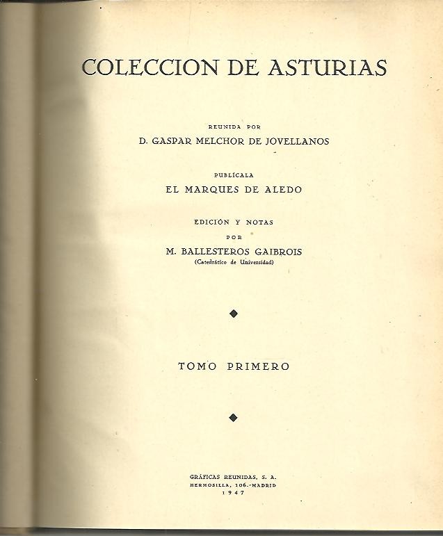 COLECCION DE ASTURIAS. TOMO I.