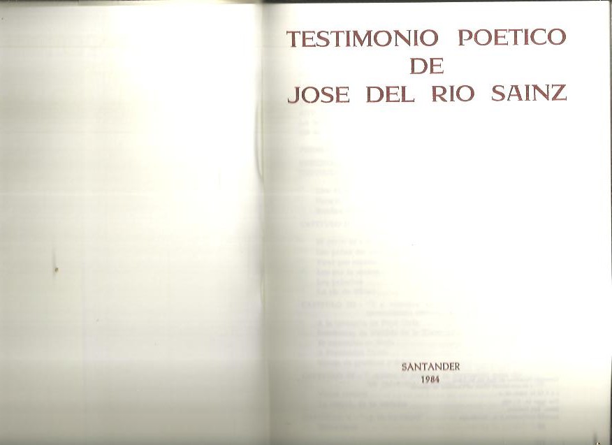 TESTIMONIO POETICO DE JOSE DEL RIO SAINZ.