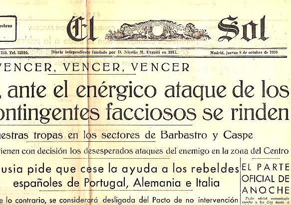 EL SOL. AÑO XX. N. 5969. 8-OCTUBRE-1936.