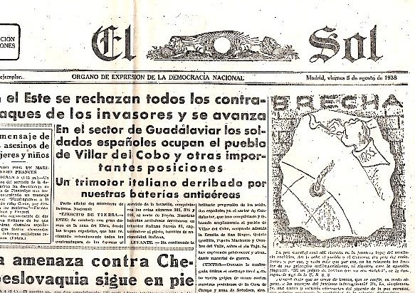 EL SOL. AÑO XXII. N. 6231. 5-AGOSTO-1938.