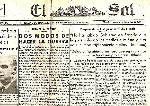 EL SOL. AÑO XXII. N. 6335. 2-DICIEMBRE-1938.