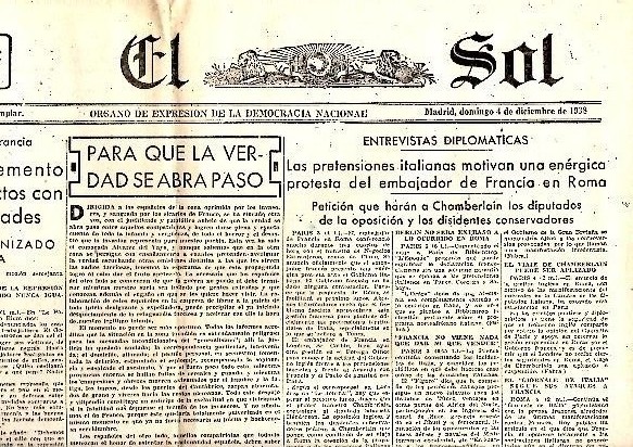 EL SOL. AO XXII. N. 6337. 4-DICIEMBRE-1938.