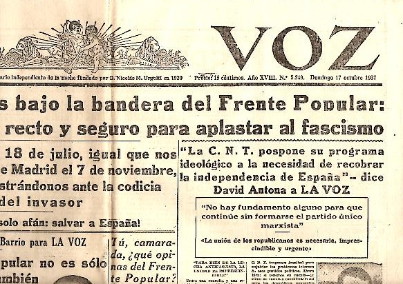 LA VOZ. AÑO XVIII. N. 5249. 17-OCTUBRE-1937.