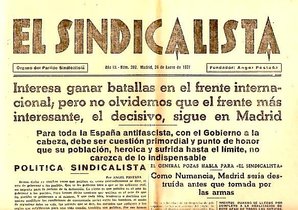 EL SINDICALISTA. ORGANO DEL PARTIDO SINDICALISTA. AÑO III. N. 202. 24-ENERO-1937.