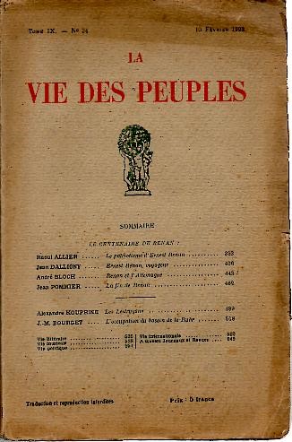 LA VIE DES PEUPLES. REVUE DE LA PENSEE ET DE L'ACTIVITE FRANÇAISES ET ETRANGERES. NUM. 34. 10-FEVRIER-1923.