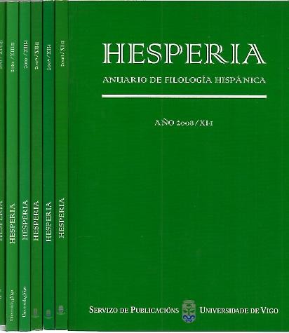 HESPERIA, ANUARIO DE FILOLOGIA HISPANICA. N. 11-I y II, N. 12-I y II, N. 13-I y II, N. 14-II.