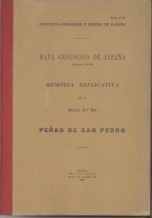PEÑAS DE SAN PEDRO. MAPA GEOLOGICO DE ESPAÑA. MEMORIA EXPLICATIVA DE LA HOJA N. 816.